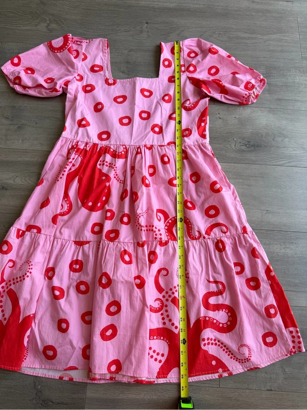 Maude Vivant pink & red octopus midi dress - size medium - Picture 2 of 4